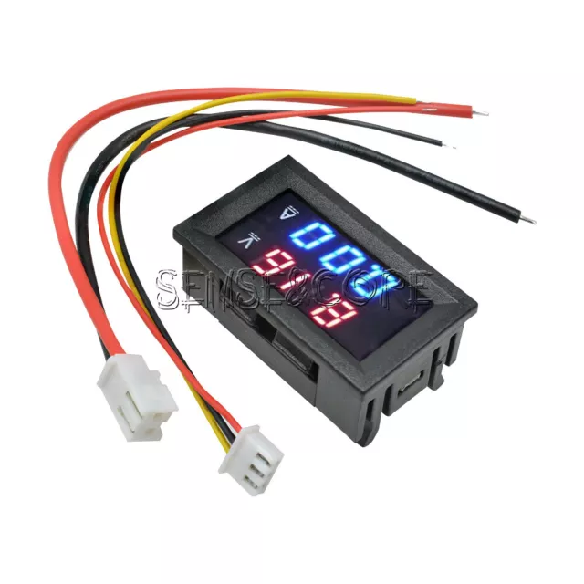 DC 100V 50A Voltmeter Ammeter Blue + Red LED Dual Digital Volt Amp Meter Gauge