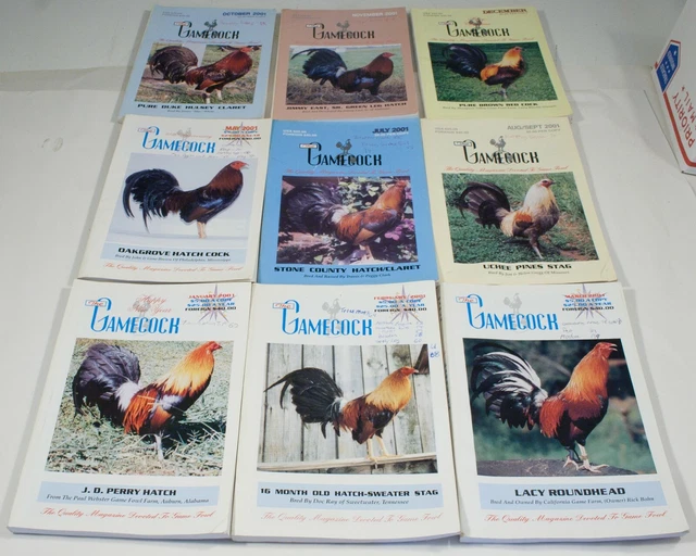 9 VINTAGE GAMEFOWL Gallos Collectable GAMECOCK Magazines 2001 29.00
