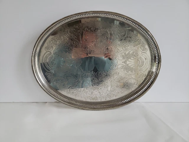  Vassoio da portata vintage placcato argento galleria di cavaliere