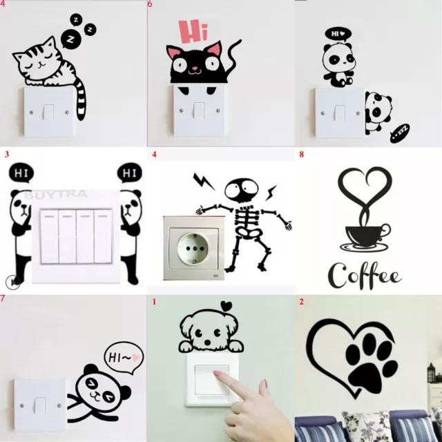 Kids Room Decor 3D Wall Decal Home Decor Switch Sticker Cat Dog Mural Art DIY