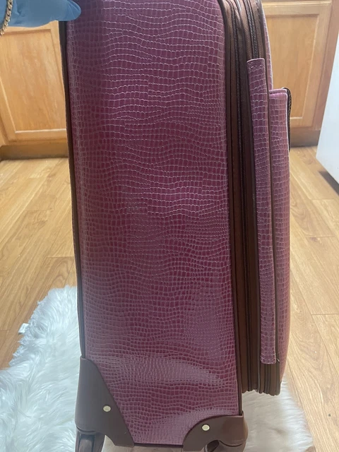 SAMANTHA BROWN classic CROC EMBOSSED 25" SPINNER WHEELED RADIANT ORCHID/CAMEL 18