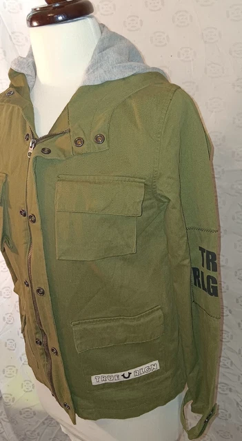 True Religion Green Military STYLE Jacket - Size KIDS LARGE IN GREAT CONDITION!