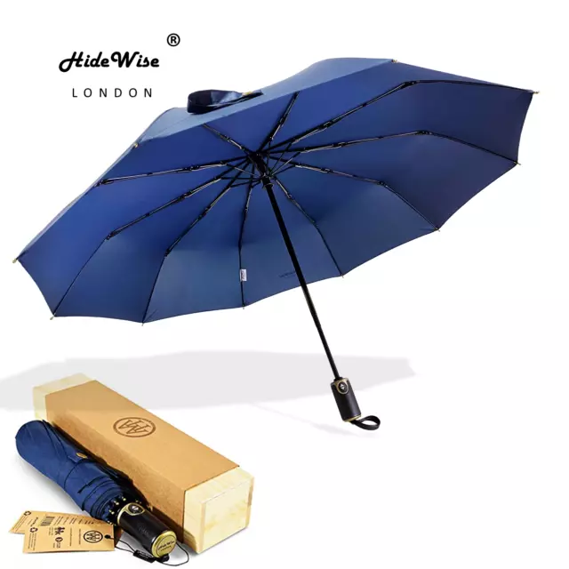 Luxury Automatic Windproof Umbrella Brolly Hidewise LONDON Christmas Gift Box