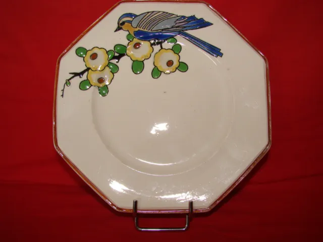 Ancienne assiette dessert Emaux Longwy oiseau Faience Ceramique N°6 - Old plate