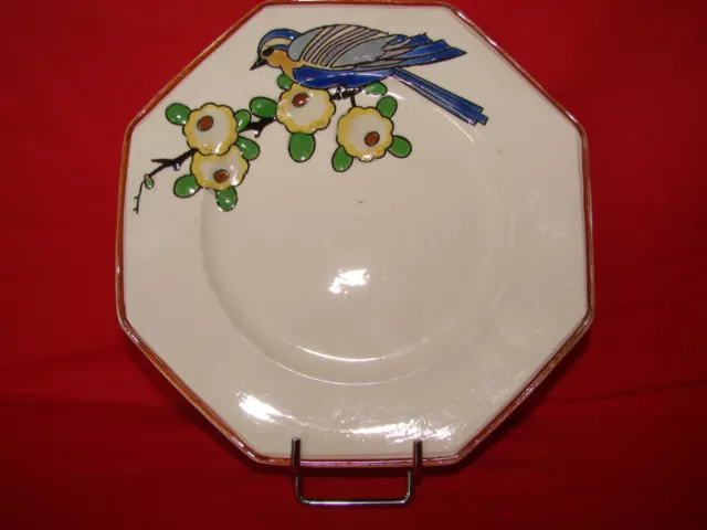 Ancienne assiette dessert Emaux Longwy oiseau Faience Ceramique N°6 - Old plate