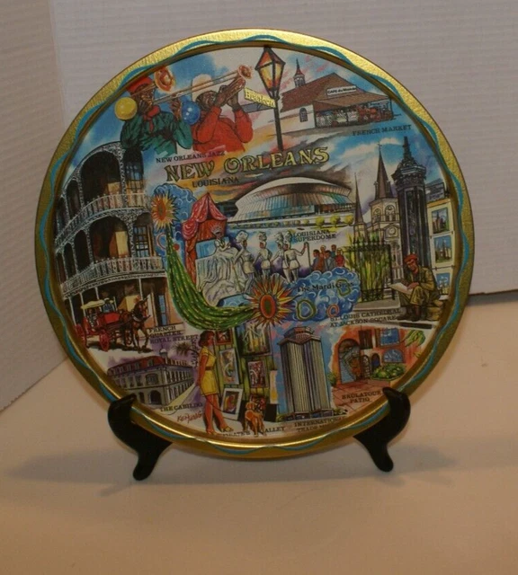 Bandeja de metal vintage Nueva Orleans 11" PERFECTO ESTADO