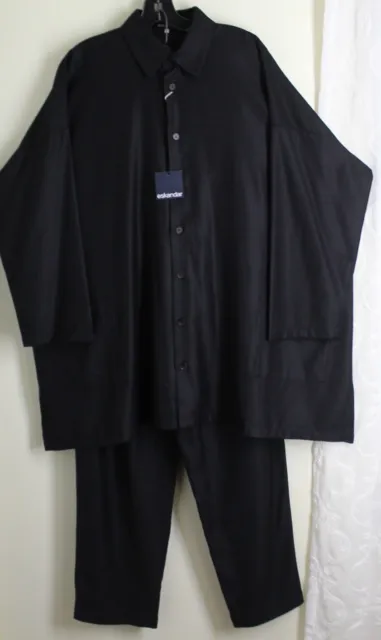 AMAZING SUIT! NWT Eskandar Sz 3 Pants Silk Wool Jacket Pants Set Black
