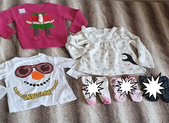 bundle joblot christmas clothes size 18-24 months jumper top snowman elf tops