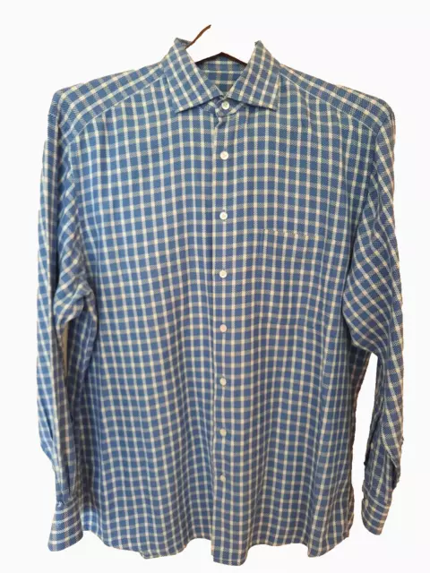 VAN LAACK ROYAL Reno Men's shirt Blue Checkered CHEST 52" LENGTH 33"