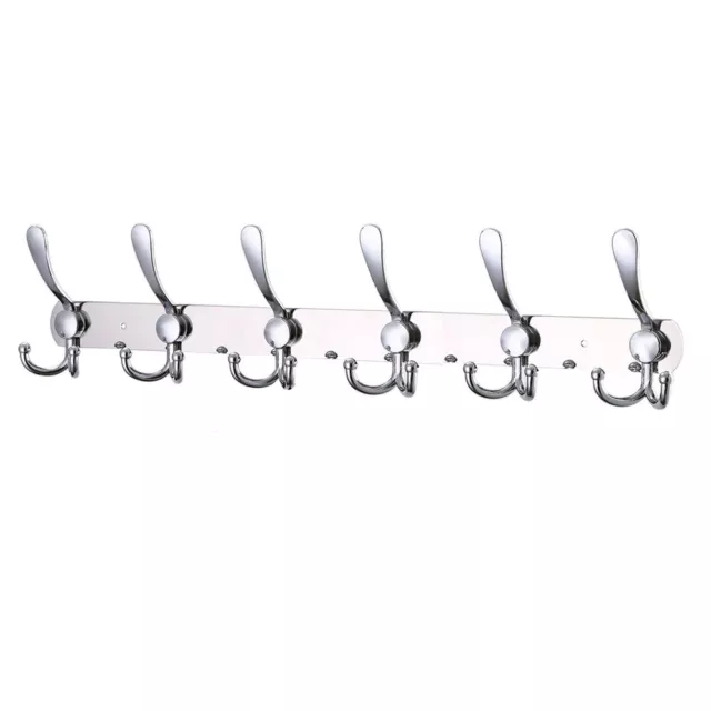 Stainless Steel Coat Rack Wall Mounted 6 Tri Hooks Heavy Duty Coat Hook Hanger