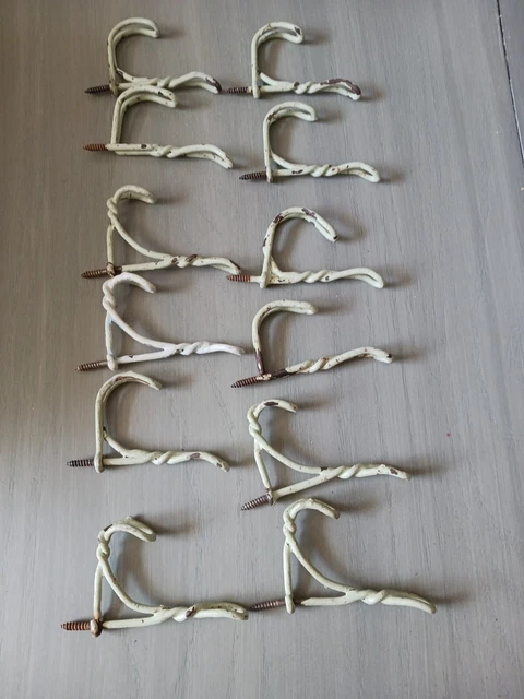 12 Vintage Metal Threaded Twisted  Wire Hooks Coat hooks Farmhouse antique wire