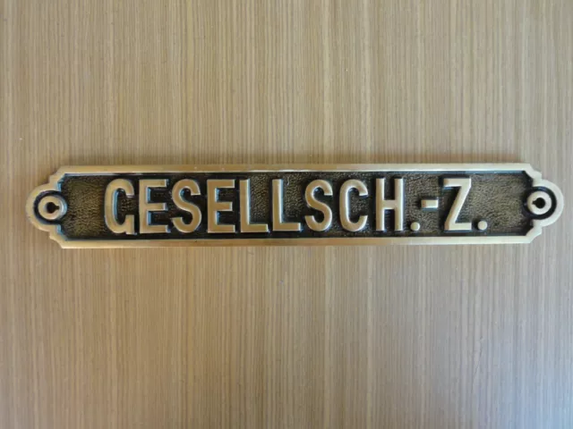 GESELLSCH.-Z. MESSING TÜR SCHILD VON OZEAN SCHIFF UM 1920 Nr 2