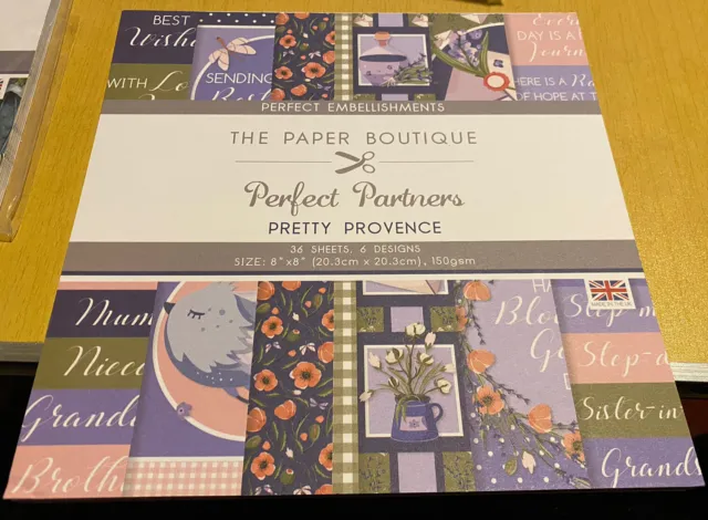 The Paper Boutique - Pretty Provence Embellishment Pad - 8x8 36 Sheets - New