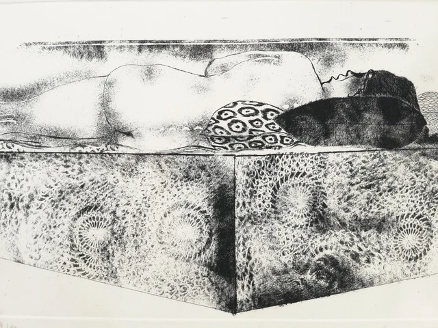 BRUNO CARUSO: "Ragazza Distesa", Incisione Acquaforte 70x50; Firmata, Numerata !