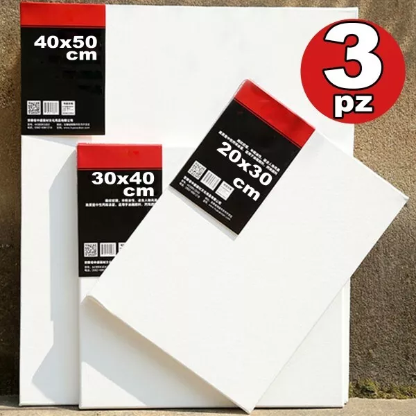 Set Kit 3 Tele Tela Per Dipingere Canvas Rettangolare Disegno Arte Pittura