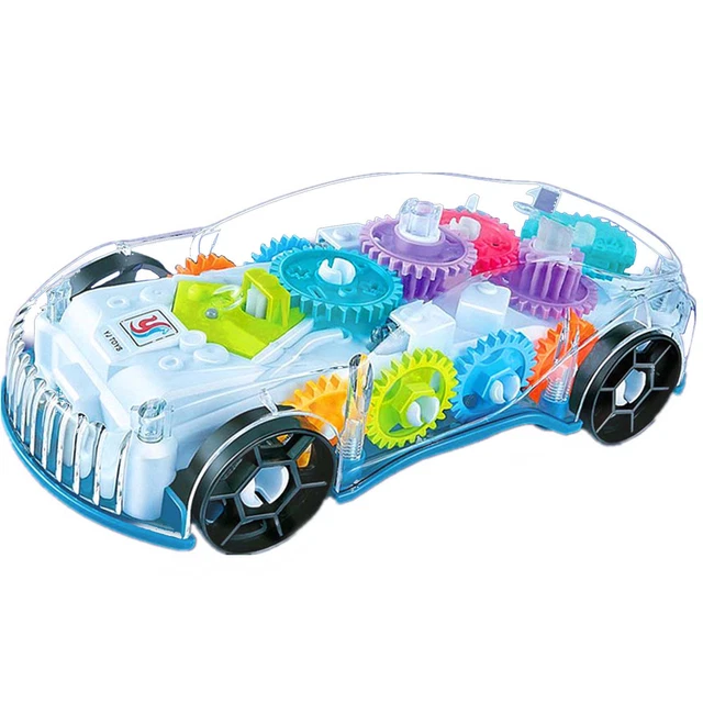 Transparent Racing Car Toy, Mechanical Car, Battery Operated, Automatic Steering