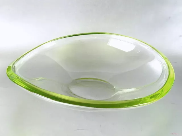 OBSTSCHALE mit grünem Rand - schweres Kristallglas - groß, rund, EDEL !