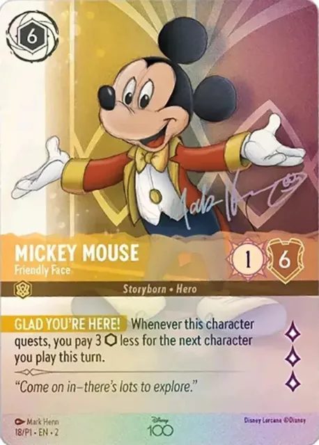 Disney Lorcana: Mickey Mouse - Friendly Face 18/P1 | DISNEY 100 FOIL NM