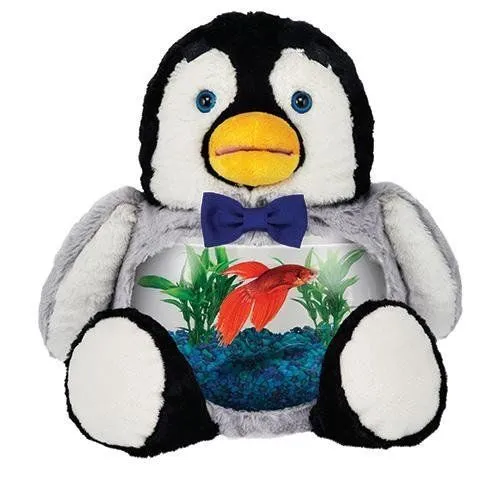 Teddy Tank Plush Dapper Spiffy Penguin Betta Fish Bowl Pal Friend Stuffed Animal
