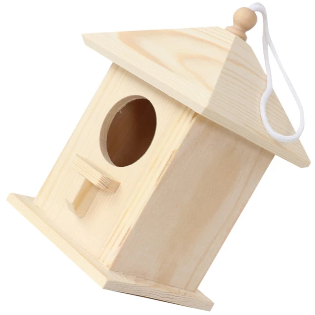 Nido de Pájaro Madera Pájaro Azul Casa Pájaro Pequeño Decoración Exterior Hogar Decoración