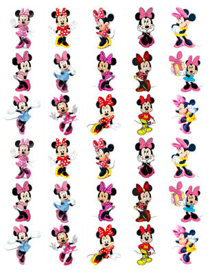 motivo 30 topper per cupcake in carta di riso commestibile Minnie Mouse Disney per torte di compleanno 