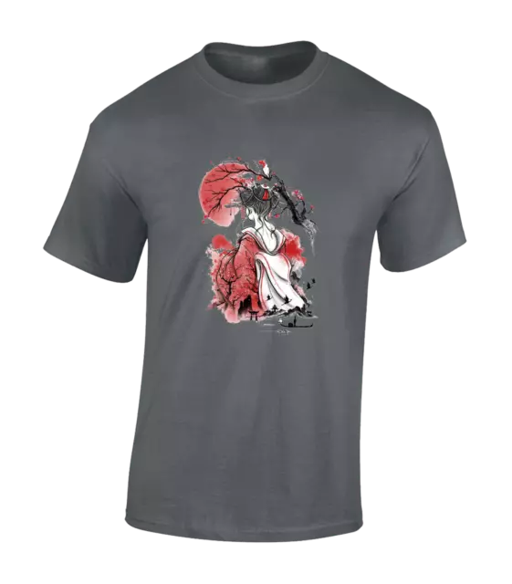 Geisha Japan Mens T Shirt Cool Japanese Samurai Ancient Symbol Fashion Top