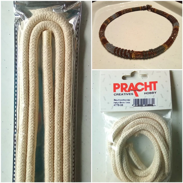 1m Baumwollkordel 6/8mm Flechtkordel Füllkordel für Wickelketten Nähen m. Perlen
