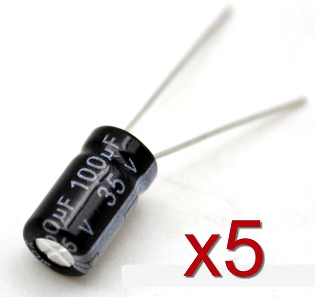 5x Condensateur électrolytique 35V 100uF Aluminium Electrolytic Capacitor 11x5mm