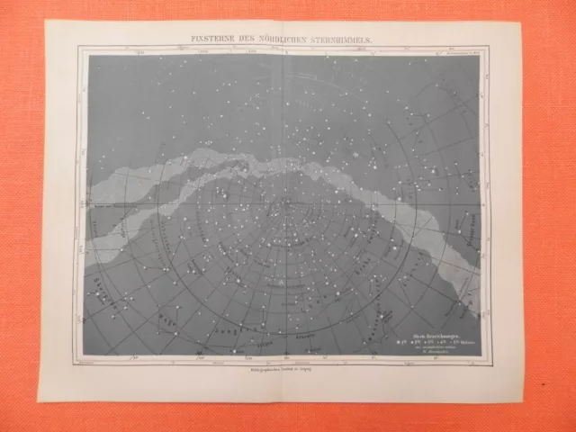 FIXSTERNE Astrologie Astronomie  LITHOGRAPHIE 1897  Sterne Sternhimmel Himmel