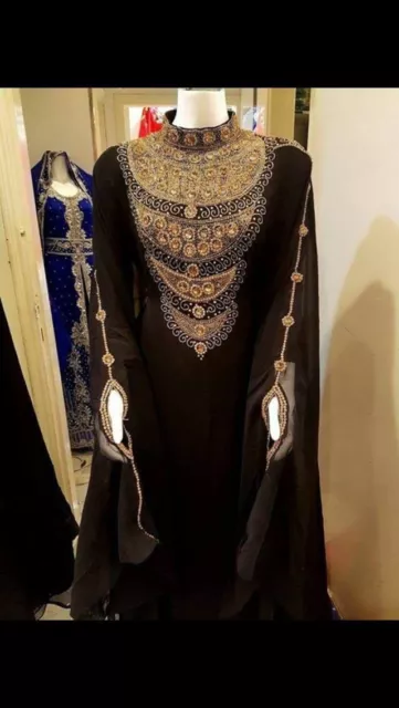 DUBAI KAFTAN LONG Gown Moroccan Style Abaya Farasha Women Dress Maxi ...