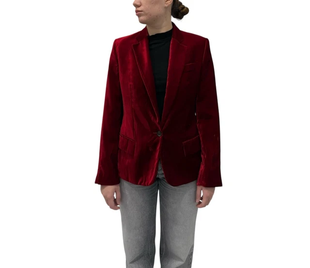 Blazer Femme Maison Jules En Velours Noir – Taille 4, Un Bouton, Neuf Avec étiquettes