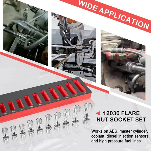 12030 FLARE NUT Socket Set, 3/8