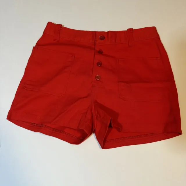 Vtg 70s Sears Jr Bazaar Short Shorts Daisy Dukes Button Fly Red Festival 28x2
