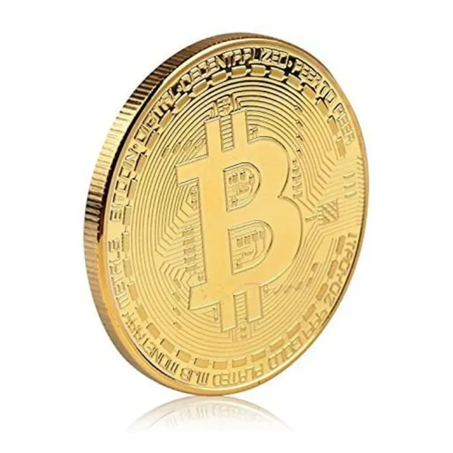 Gold Plated Bitcoin Coin Collectible Art Collection Gift Physical Commemorative