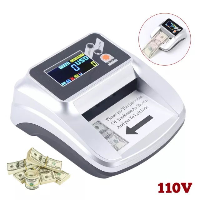 Money Bill Counter Machine Cash Checking Counting Counterfeit Detector Tester US