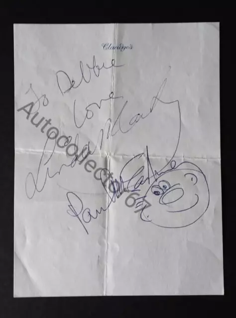 Authentic Paul McCartney & Linda signed autographs with drawing Beatles Wings