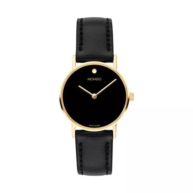Movado Museum Signature Watch Ladies 28mm Gold case NEW MODEL 0607599