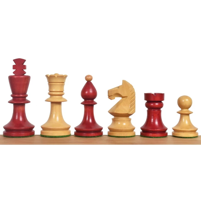3.8" Romanian Hungarian Chess Pieces only set - Weighted Red Stained Boxwood