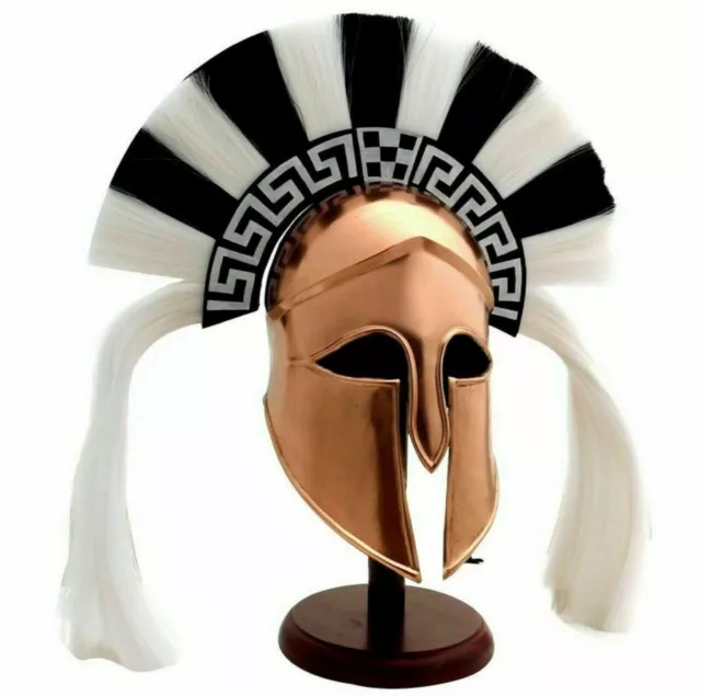 Halloween Helmet Greek Corinthian Medieval Spartan Knight Plume Armor Black Gift