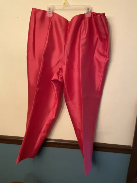 Talbots Womens Pants 20W Silk Cotton Flat Front Cropped Straight Leg Pink