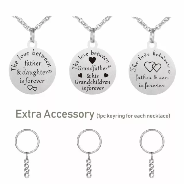 Personalised Fathers Day Gifts Steel Necklace idea for Him Dad Grandad Daddy