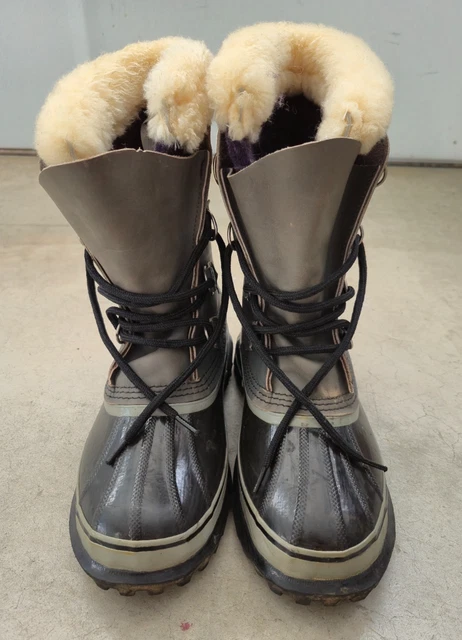 SOREL CARIBOU lace-up snow boots, size 7 Men's 25.0cm genuine leather blue type Vintage Second Hand