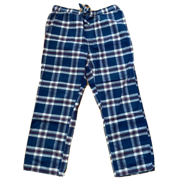 Eddie Bauer Mens Pajama PJ's Bottoms Flannel Blue Red White Plaid XL Cotton
