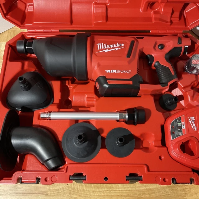 New Milwaukee 12V Airsnake Drain Cleaning Air Gun Kit 2572B-21 - #591