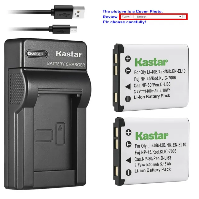 Kastar Battery Slim Charger for Kodak KLIC-7006 & Easyshare M522 Easyshare M530