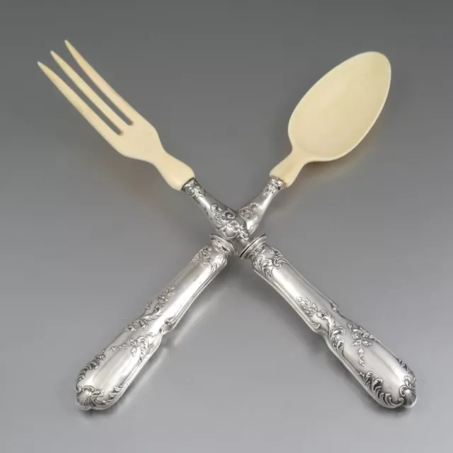 Antique French Sterling Silver Clad Salad Set, Louis XV Style, Page Frères, 1901