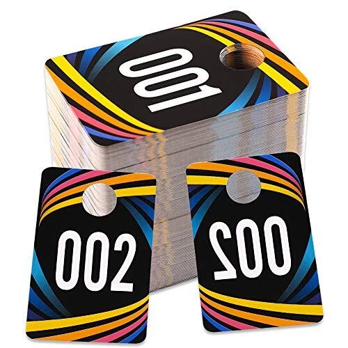 Live Number Tags 001-100,1.7"x 2.5" Normal and Reverse Mirror Image, Number