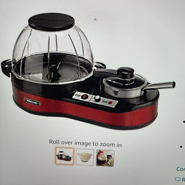 Waring Pro Home Popcorn Maker With Butter Melting Station in Red Model WPM-1000