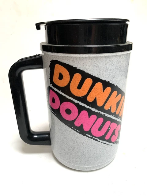 Vintage Thermo Whirley Plastic Dunkin Donuts Coffee Mug Travel Cup Hot/Cold 90'S