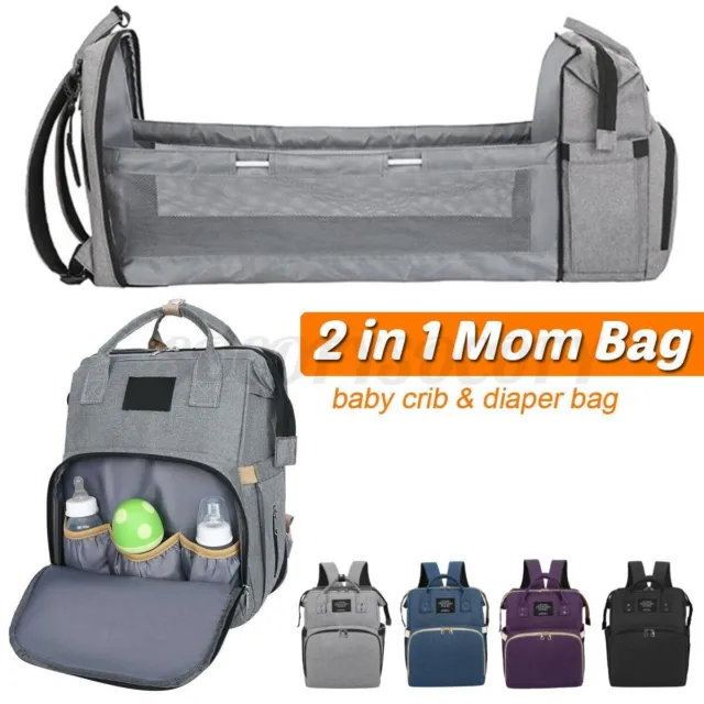 Folding Baby Diaper Bag Backpack Travel Maternity Nappy Changing Pad Waterproof
